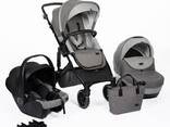 Baby Stroller Travel System 3-in-1 | Adjustable Pram Car Seat Accessories Grey - фото 1