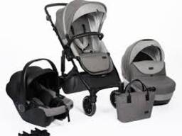 Baby Stroller Travel System 3-in-1 | Adjustable Pram Car Seat Accessories Grey
